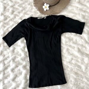 Michael Stars black cowl neck t-shirt One Size